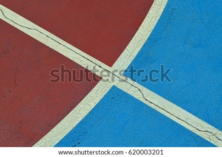 Red and blue grunge concrete basketball floor background