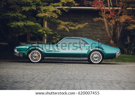 Classic american car parked Royalty-Free Stock Photo #620007455