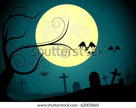 Vector picture about cemetery and full moon.