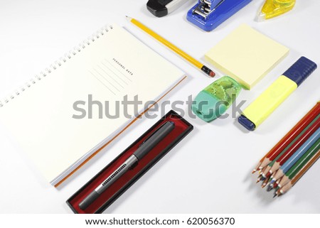 Office items isolated on white background