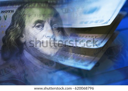 One dollar bills. Macro image.