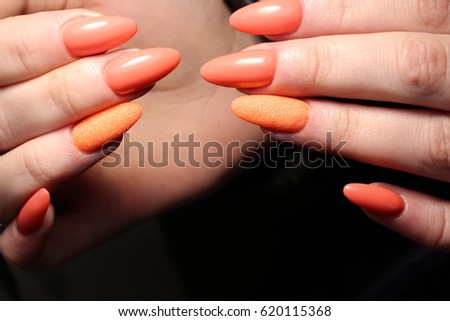 Bright manicure, orange nail design
