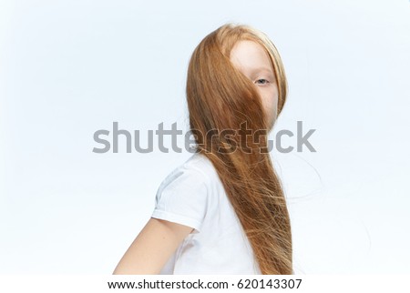 Redhead girl isolated background