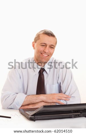 businessman with laptop on white background