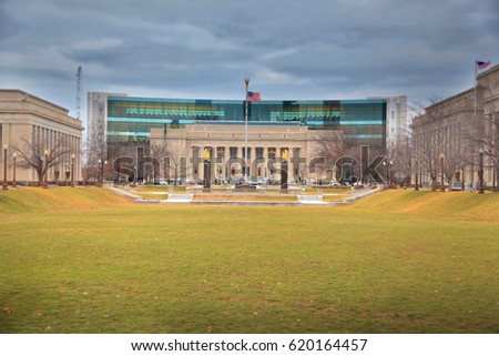 Indiana public library in American Legion mall, Indianapolis