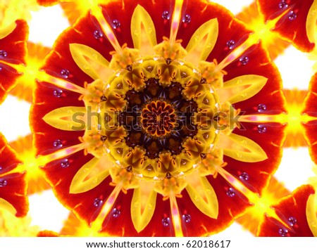 Vivid Red and Yellow Mandala Flower
