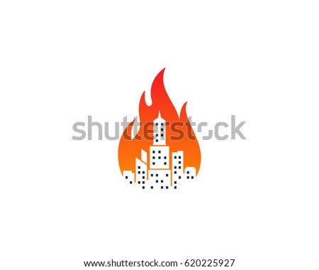 City Fire Icon Logo Design Element