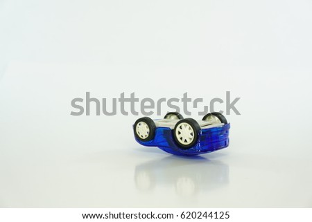 Unlabeled blue car toy for child to play