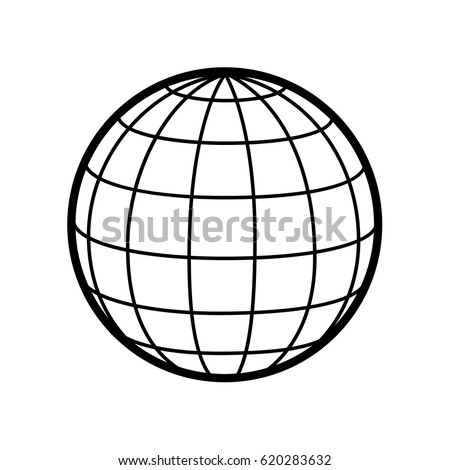 World / globe vector icon logo. 3D Sphere. Wireframe.