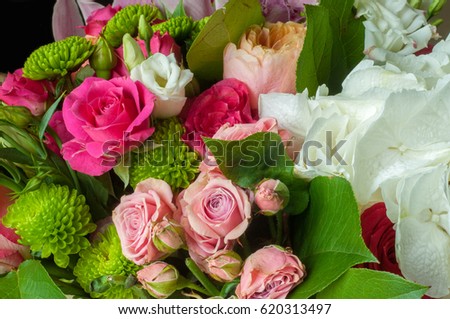 Beautiful bouquet of flowers ready for the big wedding ceremony. 