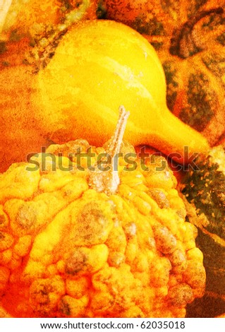 pumpkins - vintage stylized picture with patina texture