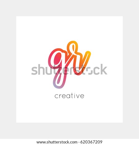 GR logo, vector. Useful as branding, app icon, alphabet combination, clip-art.