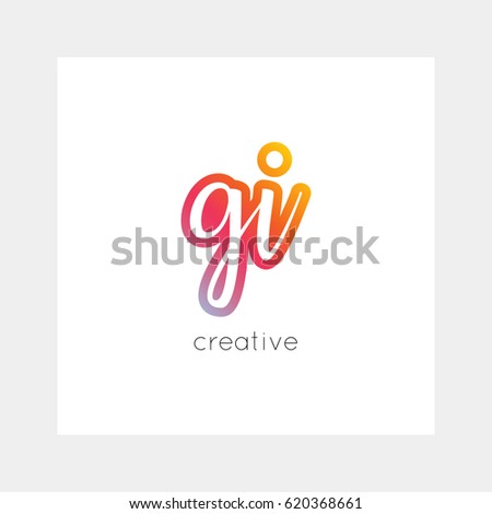 GI logo, vector. Useful as branding, app icon, alphabet combination, clip-art.