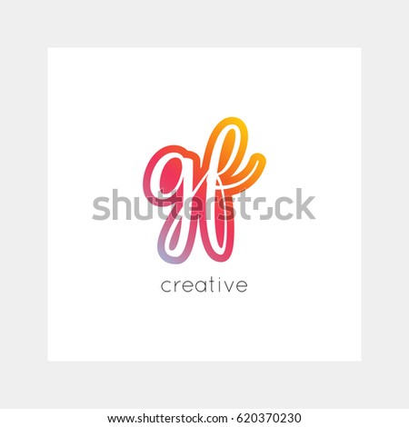 GF logo, vector. Useful as branding, app icon, alphabet combination, clip-art.