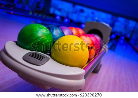 The ball in a bowling alley, with beauty color
