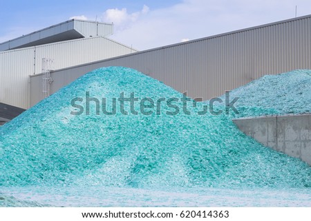 Image of waste glass for recycling in industry,broken glass recycled Royalty-Free Stock Photo #620414363