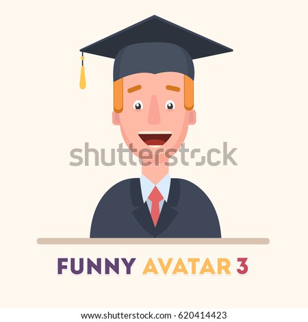 Attractive student in prom dress, smiling friendly. Vector icons of a flat style. Vector illustration in a flat style. Vector illustration in a flat style.
