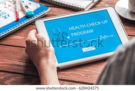 concept time health check up on wooden background