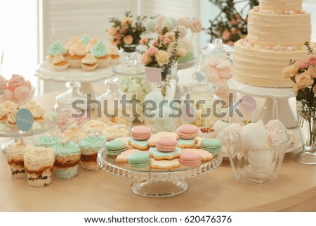 Table with sweets prepared for party
