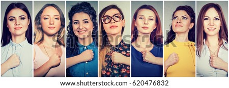 Group of multicultural confident young women determined for a change  Royalty-Free Stock Photo #620476832
