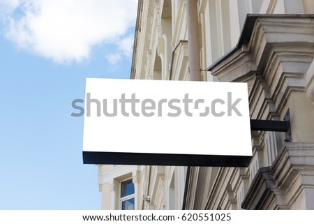 Mock up. Rectangular shape signage on the wall of classical architecture building