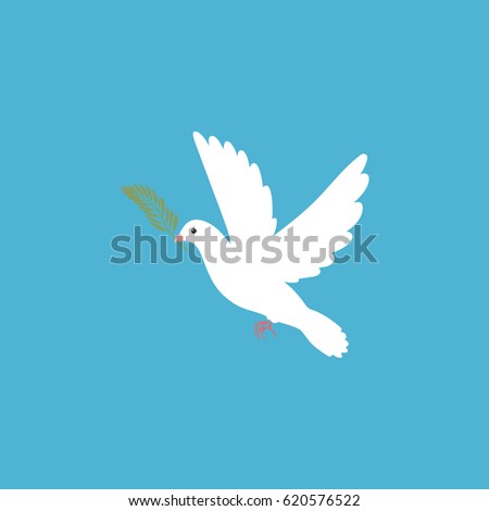 Pigeon with olive branch. Vector illustration.