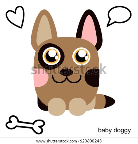 Cute Dog character. Cartoon style, Vector Illustration. Sticker, card, isolated design element for kids books and clothes