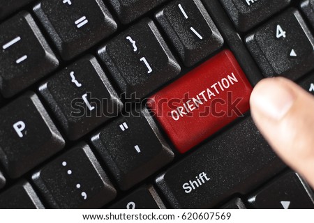 ORIENTATION word on red keyboard button Royalty-Free Stock Photo #620607569
