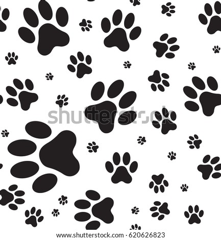 Vector seamless pattern of cat paws