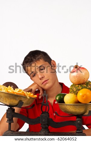 Teen  missing his junk food after a fruit diet