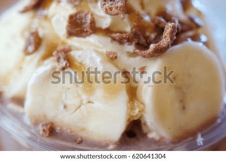 Blurry and soft picture of dessert made from banana