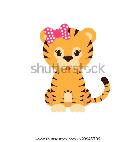 cartoon tiger with bow
