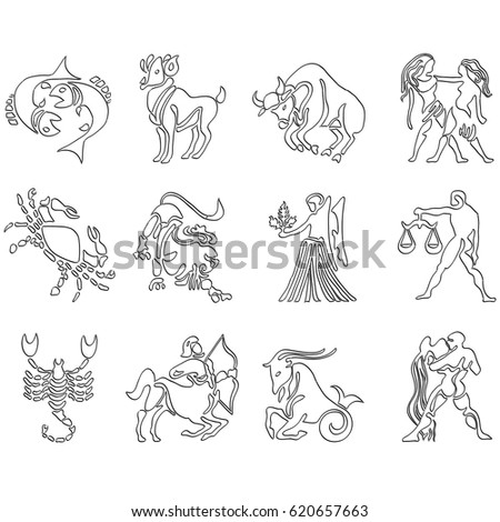 zodiac signs on a white background