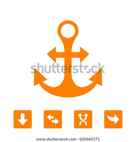 Pirate or sea icon, anchor. Flat design style modern vector illustration. Isolated on stylish color background long shadow icon. Elements in flat design