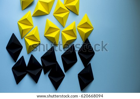 Geometric origami background. In yellow and black colors