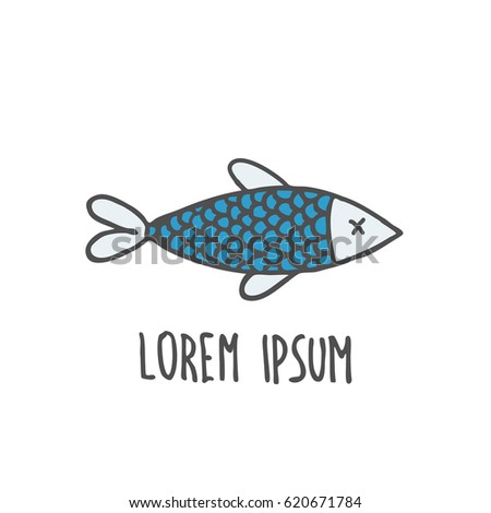 doodle icon. fish. vector illustration