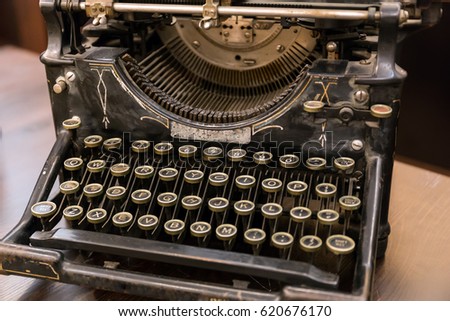 Vintage Typewriter Machine retro style, Typewriter of the early twentieth century