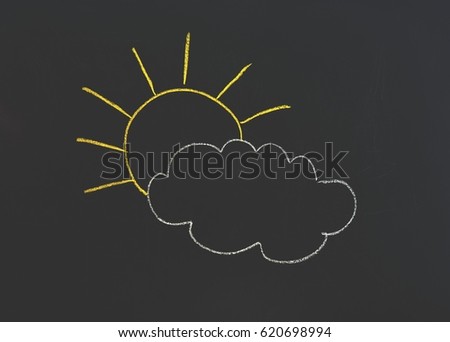 Sun and cloud at the black background