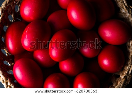 Red Easter Eggs. 