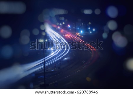 Abstract blur city night traffic background.,colorful light trace from night traffic