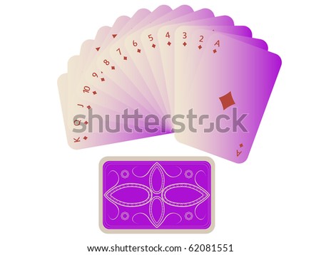 diams cards fan with deck isolated on white, abstract art illustration; for vector format please visit my gallery
