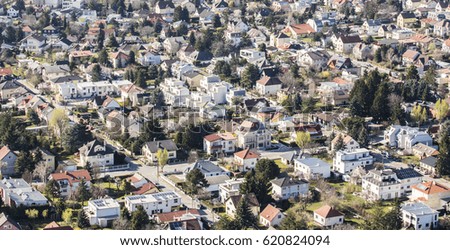 houses in the city from above 