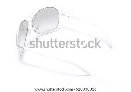 Sunglasses with blue iron frame isolated on white