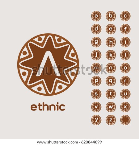 Alphabet Ethnic Native Ornament Logo Design Template