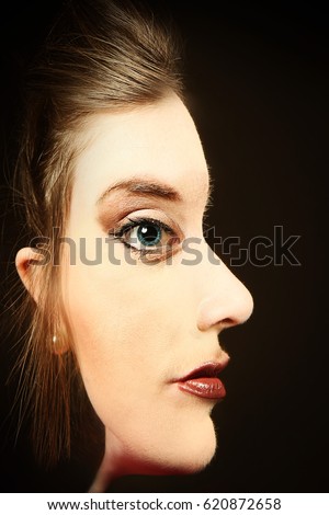 Optical Illusion of Woman's Face Royalty-Free Stock Photo #620872658