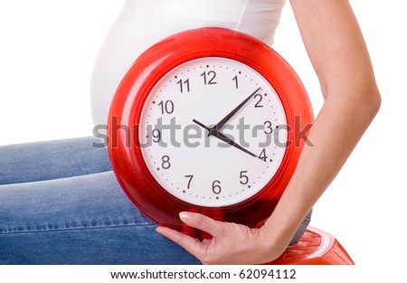The young pregnant woman on a white background