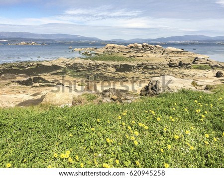 Sinas rocks on the coast of Vilanova de Arousa at springtime