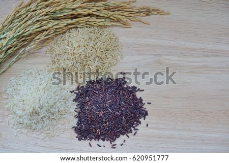 three colours of thai rice.