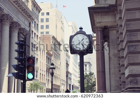 City Street Building View, Downtown, Montreal, Quebec, Canada