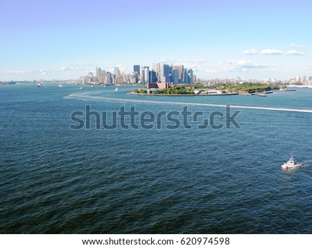 New York City skyline from harbor